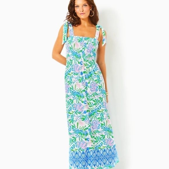 NWOT LILLY PULITZER Kailua Smocked Maxi Dress M L XL - Picture 1 of 5